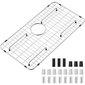 Stainless Steel Sink Grid and Protectors for Bottom of Kitchen Sink, 26" X 14 1/16" Sink Bottom Grid with Rear Drain for Single Sink Bowl (26" X 14 1/16")