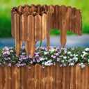 LINSHRY Wood Garden Fence, 8in (H) x 12ft (L) Wood Garden Edging Decorative Landscape Edging Border, Outdoor Fence Border for Yard Tree Flower Bed Edging(Brown)