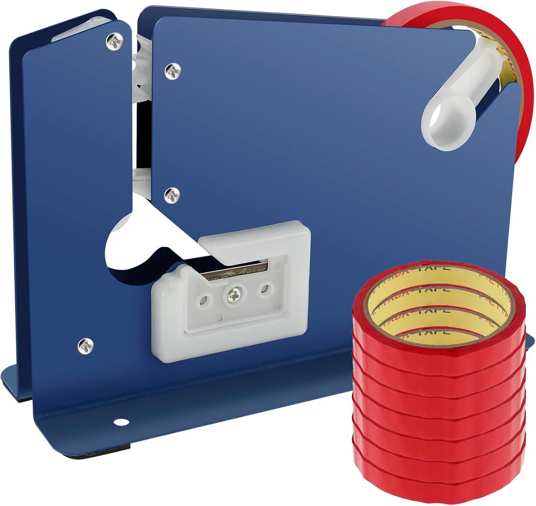 Bag Sealer with 7 Bag Sealing Tape Manual Bag Sealer Metal Taper Dispenser with Trimmer Cutter Anti-Slip Supermarket Store Bag Sealing Machine for Home Bakery Supermarket, 2024062904