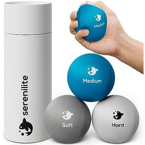 Serenilite Hand Therapy Exercise Stress Ball Bundle - Tri-Density Stress Balls for Adults & Grip Strengthening