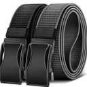 BULLIANT Mens Ratchet Belt Reversible,Web Nylon Casual Belt for Gift Men Golf Hiking Pants Jeans 2 In 1(Black/Gray,34"-40" Waist Adjustable)
