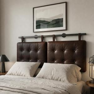 Queen Headboard only, Wall Mounted Headboard for Adjustable Bed, Hanging Head Board for Queen Size Bed Button Tufted Upholstered Headboard Cabeceras De Cama for Bedroom, Dorm, Dark Brown Faux Leather