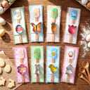 Remerry 8 Sets Easter Spatulas and Cookie Cutters Set Spring Baking Gift Stainless Steel Bunny Egg Chick Carrot Cookie Cutters Baking Spatula Greet Cards Cooking Gift for Easter Cake DIY Supplies