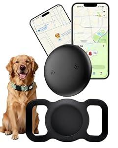 Waterproof Tracker Dog Collar Holder, GPS Dog/Cat Trackers (Smart Tag Included), Works with iOS (Only) Find My App, for Dogs Cats Pets -1 Pack Black
