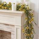 Daifunli 1 Pcs 6ft Artificial Daisy Garland with Wild Grass Branches Yellow Daisy Wildflower Vine Fake Hanging Vines Spring Summer Garland for Wedding Porch Stair Table Birthday Centerpieces Decor