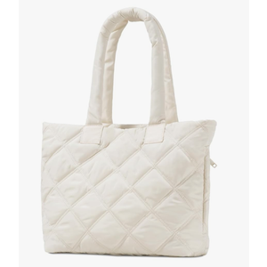 Puffer Tote Bag for Women, Lightweight Quilted Tote Bag with 15.6 Inch Compartment and Zipper for Work, Travel, Gym