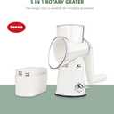 Rotary Cheese Grater with Handle - Vegetable Shredder with 5 Blades & Strong Suction Base, Round Slicer & Food Chopper for Kitchen (White)