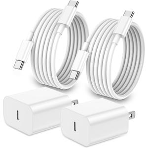 iPhone 17 16 15 Charger Fast Charging,2Pack 20W Apple iPad USB C Wall Chrager Block with 6FT USB C to C Cable for iPhone 17/Pro/Pro Max/17 Air/ 16/16 Pro/16 Pro Max/15/Plus/Pro/Pro Max (White)