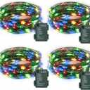 4 Pack Fairy Lights Battery Operated, 16.4 Ft 50 LED Starry Fairy Lights with Auto Timer Dark Green Copper Wire Twinkle Lights for Wedding Bedroom Christmas (Multicolor)