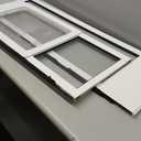 Dog Door for Sliding Glass Door with Magnetic Plastic Flat, Sliding Door Pet Doggie Door Insert with Lock, Adjustable Height No-Cut Required Doggy Door Access Renters, Apartments, Patio (White, L)