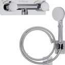 RV Shower Faucet with Hose and shower Head,Metal camper shower faucet Replacement,On-Off Shower Head with Hose Guide Ring and Shower Holder for RV, Camper, Motorhome (on/off switch, Chrome)