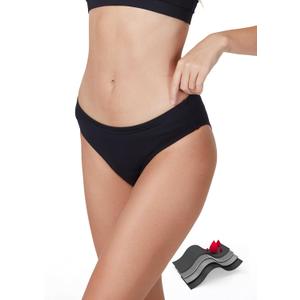 Period Swimwear-Menstrual Swimsuit Bikini Bottoms-Black High Waisted Leakproof Swim Bottoms for Girls and Women, XS