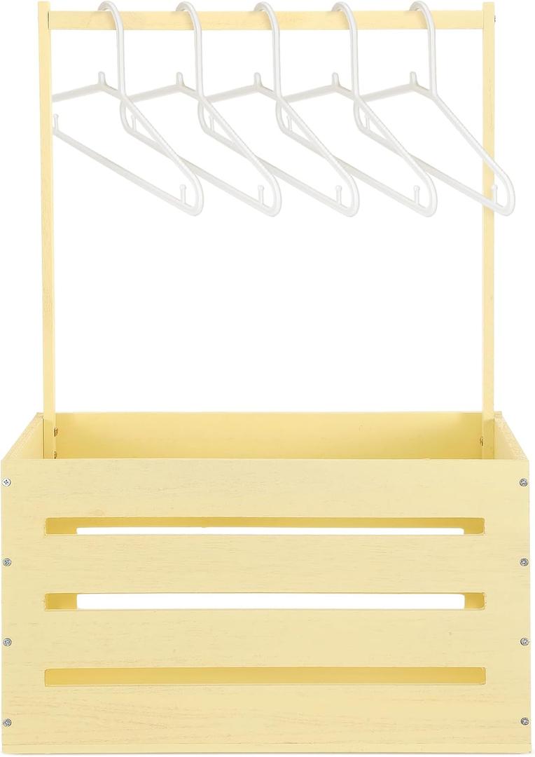 Suzile Wooden Baby Shower Crate Closet Wood Basket for Gifts with Handle Boy Girl Clothes Gender Reveal Storage Box for Newborn New Parent (Creamy Yellow)