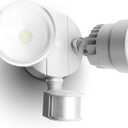 LUTEC P6221W-PIR24 2000 Lumen 18 Watt 26 LED Motion Activated Integrated Dual-Head Flood Light Outdoor, IP54 Waterproof Exterior Security Floodlight for Patio, Garden, Yard, Warehouse-White