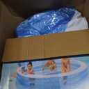 INTEX Swim Center Inflatable Family Lounge Pool: Built-In Bench Cup Holder 156 Gallon Capacity 90" x 86" x 31" Blue