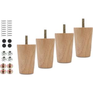 4pcs 3.1 Inch Wood Furniture Legs, Straight Conical Solid Wood Sofa Legs, Mid-Century Style Furniture Feet for Sofa Cabinet Table Cupboard Couch Ottoman Home DIY Projects