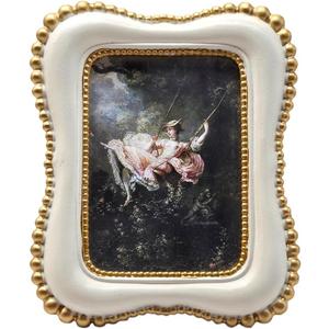 2.5x3.5 Small Vintage Picture Frame, Tiny Antique White Ornate Photo Frame, for Tabletop and Wall Display, Decorative Retro Home Decor, Old Fashioned Photo Gallery Art