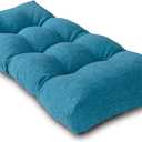 Bench Cushion 45 Inch - Polyester Brushed, High-Density Foam, Non-Slip Bottom, Soft Durable Indoor Tufted Long Seat Cushion for Window Garden Furniture (Cerulean, 45x18x4 Inch)