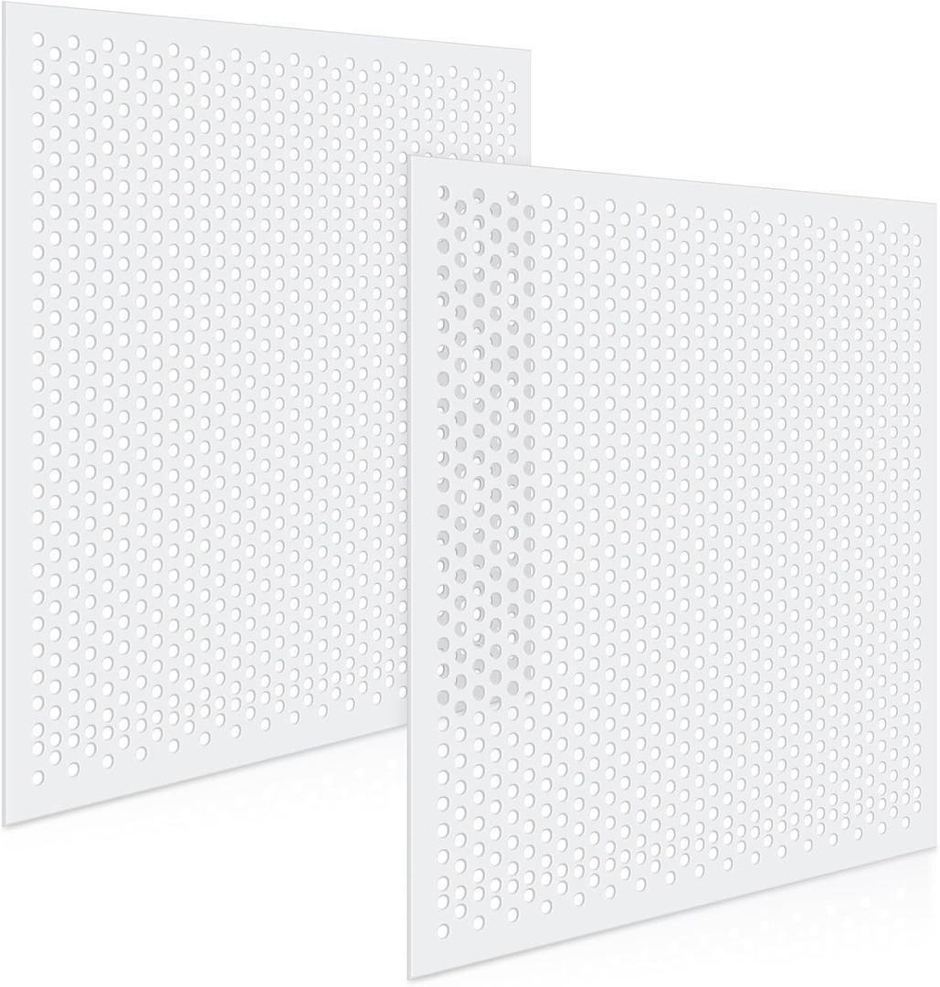 DoubleFill 2 Pack 2' x 2' Plastic Perforated Tiles with 3/8" Holes 24" x 24" White Drop Ceiling Tiles Plastic Ceiling Grid Covers