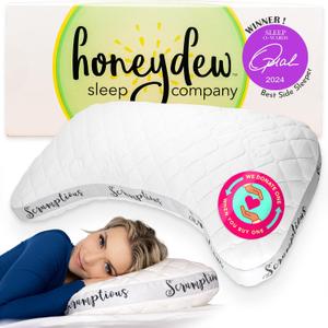 Honeydew Scrumptious Cooling Side Sleeping Pillow with Free Pillowcase- Best for Side Sleepers- Neck and Shoulder Pain Relief Pillow- The Most Awarded Side Sleeper Pillow- Made in The USA (Queen Size)