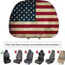 2 Pack Headrest Covers for American Flag, Seat Cover Accessories oft Black Fabric Car Headrest Protector Universal Fit to All Car/Truck Models (American Flag)