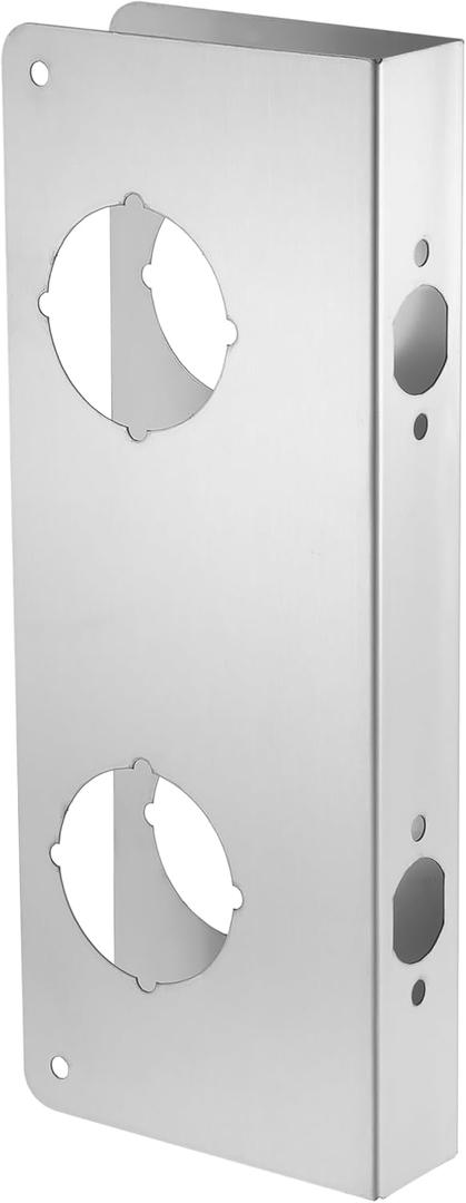 Lock and Door Reinforcer Plate, Reinforce and Repair Doors, Add Extra Security to Your Home, Latch/Deadbolt Cover Plate 2-3/4 in Backset, 1-3/8 in Thickness, Stainless Steel Door Guard