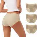 INNERSY Women's Seamless No Show Hipster Panties Invisible Light Underwear 3-Pack(3 Beige, Small)