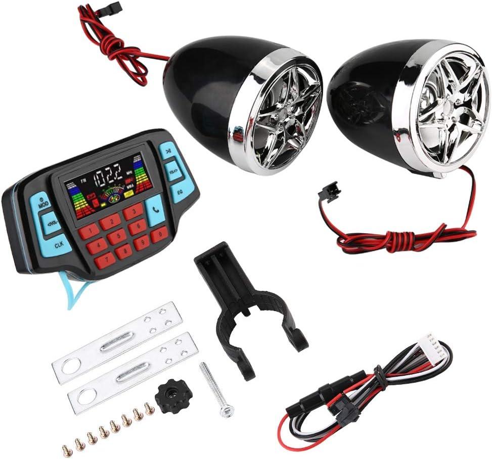Qiilu Bluetooth Motorcycle Stereo Speakers,Waterproof Motorcycle BT MP3 Player o Stereo Speaker System USB Memory Card Carrier