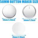 Button Maker Keychains Supplies, 200 Pcs 58mm Pin Maker Set, Metal Button Maker Supplies with Metal Shell Cover, Transparent Film & Chain Head