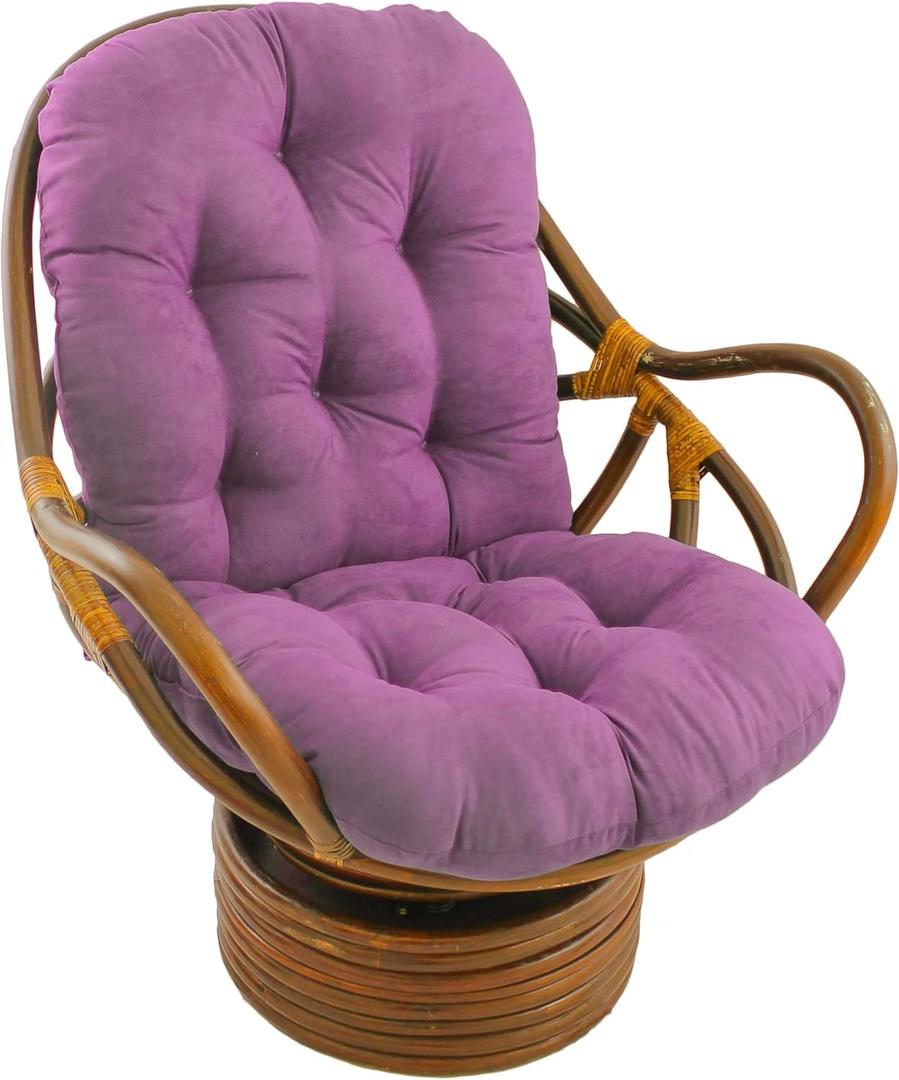 Blazing Needles Microsuede Tufted High Back Chair Cushion, 48" x 24", Ultra Violet