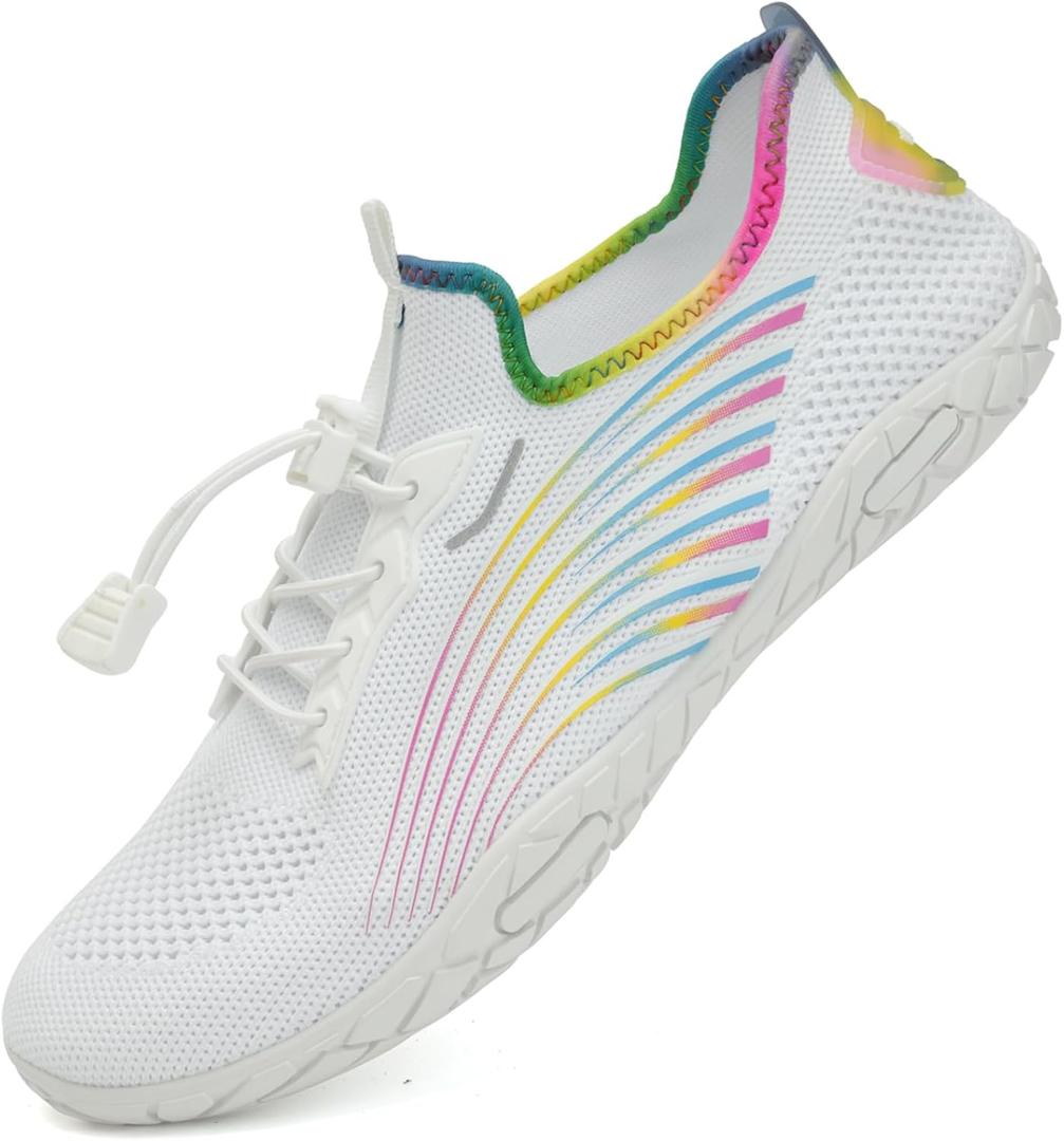 WateLves Water Shoes Mens Womens Barefoot Beach Swim Shoes Quick-Dry Aqua Socks Pool Shoes for Surf Yoga Water Aerobics (Mesh White, 46)