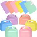 36 x DjinnGlory 36-Pack Pastel Party Favor Treat Boxes with Handles, Rainbow Colors Goodie Boxes Perfect for Birthdays, Weddings, Baby Showers, and Special Events 6.18 x 3.58 x 3.38 Inches