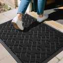 Yimobra Outdoor Mats for Front Door 29.5x17, All-Season Waterproof Doormat Outdoor Entrance, Heavy Duty Non-Slip Outside Door Mat for Garage Patio Proch Entryway Indoor, Black