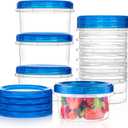 Qeirudu 10 Pack 8oz Freezer Storage Containers with Screw Lids, Leakproof Meal Prep Containers, Small Reusable Plastic Food Storage Containers for Fruits, Leftovers, Salads, Overnight Oats