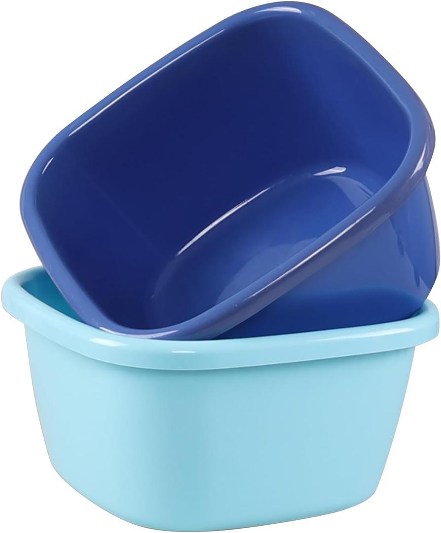 2-Pack Large Wash Basin, 18 Quart Plastic Dish Pan/Wash Tub
