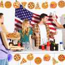 80 Pcs Pizza Party Decorations Cutouts with Glue Point Dots DIY Bulletin Board Cutouts 10 Designs Paper Pizza Cut Outs for Birthday Food Restaurant Themed Party Supplies