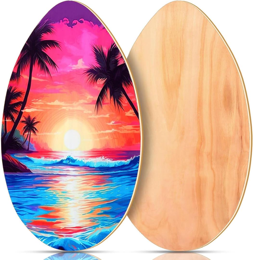Soulchen Skimboard with High Gloss Clear Coat Wooden Skim Boards Beach Skimboards for Beginners, Teenagers, Adults and All Skimming, 35 Inch