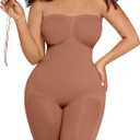 FeelinGirl Strapless Bodysuit for Women Tummy Control Shapewear Seamless Sculpt Body Shaper with Removable Straps (Small, Light Brown)