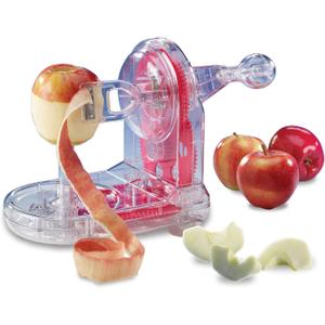 Starfrit Apple Peeler - Easily Peels All Types of Apples - Spring Loaded Arm Adapts to Various Shapes - Bonus Apple Corer