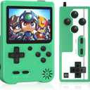 Leingee Mini Handheld FC Game Console, 3.0 Inch LED Display Support Playing on TV, with Rechargeable Battery and Portable Arcade - Ideal Festival & Birthday Gift for Kids(Green)