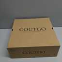 Coutgo Women's Square Toe Ankle Boots Chunky Block Heel Side Zipper Booties Faux Suede Winter Shoes (Beige)