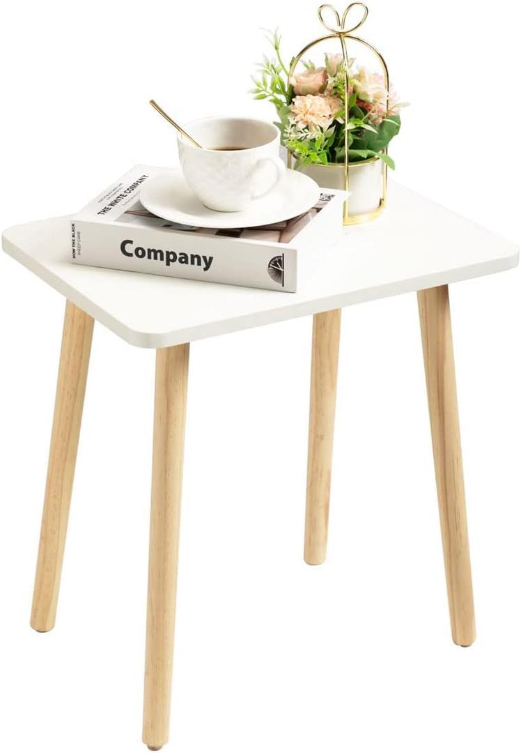FORAOFUR Nursery Side Table, Small End Table Accent Table Living Room Balcony Office, Modern Side Bedside Home Decor, for Small Spaces, Easy Assembly (White)