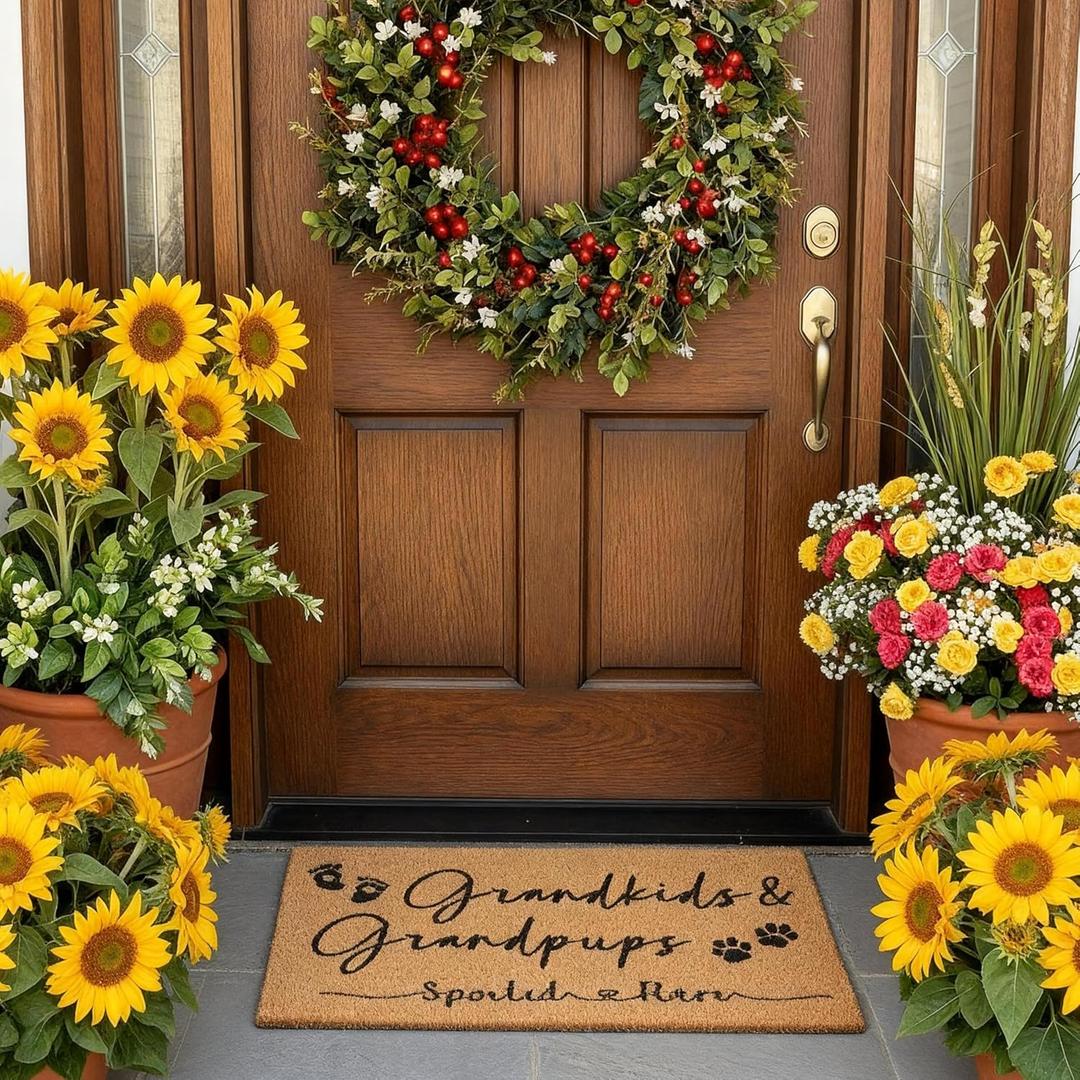 Tinideya Nana Papa Welcome Doormat for Grandma Grandparents Gifts, Gigi Mimi Gifts from Grandkids Granddaughter for Modern Farmhouse Mat Decor(Grandma Grandpa,23.6 x 15.7 Inch)