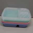 4 Pack Bento Lunch Box Set 3 Compartment Food Storage Containers Wheat Straw Meal Prep Lunch Box Plastic Food Storage Containers, Microwave and Dishwasher Safe (light colour)