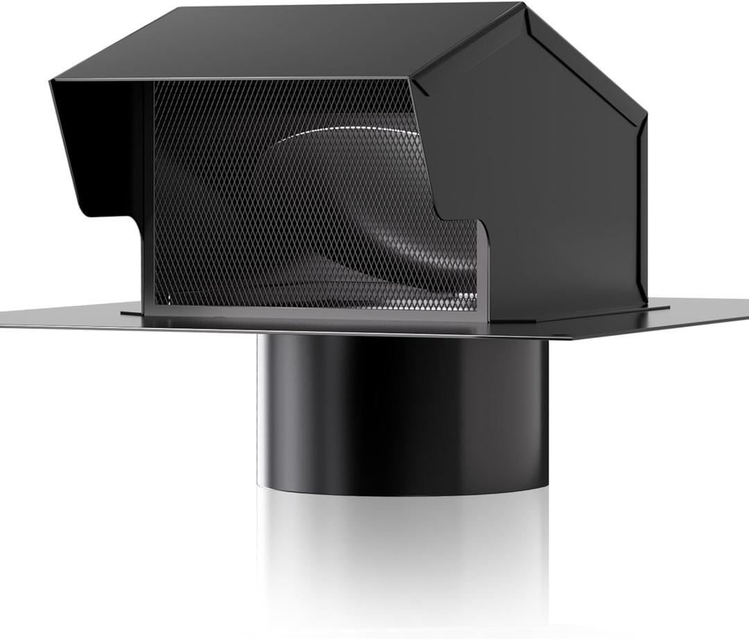 Roof Vent Cap - Hon&Guan Roof Vents 4 Inch Galvanized Steel Bathroom 4 Roof Exhaust Vent for Ventilation System-with Damper, Black