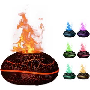 Colorful Volcano Diffuser Humidifier: 200ml Fragrance Scent Essential Oils Diffusers Ultrasonic Flame Fire Humidifier with Auto-Off Protection Cool Mist Diffuser,for Yoga(Full Crack Flame)