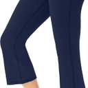 AFITNE Yoga Pants for Women Bootcut Capris with Pockets High Waisted Flare Workout Bootleg Yoga Crop Flared Athletic Gym Pants Navy Blue - S