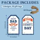50Pcs Gift Tags for Father Gift - 2.1"x3.5" Happy Father's Day Tags with String - Best Dad Ever Thank You Cards Tag Hanging Paper Gift Tag for Present Party Favor Wrapping - A01