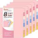 SUNEE 8 Tab Binder Dividers,Plastic Dividers for 3 Ring Binder,3 Ring Binder Dividers with Tabs for School Office Home Supplies,Pastel Color, 5 Set