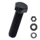 1/2-13 x 2 Hex Bolts with Nuts and Washers (6 Sets), 18-8 (304) Stainless Steel, External Hex Drive, Black Oxide Coated Hexagon Head Bolts Screws, Fayeploo